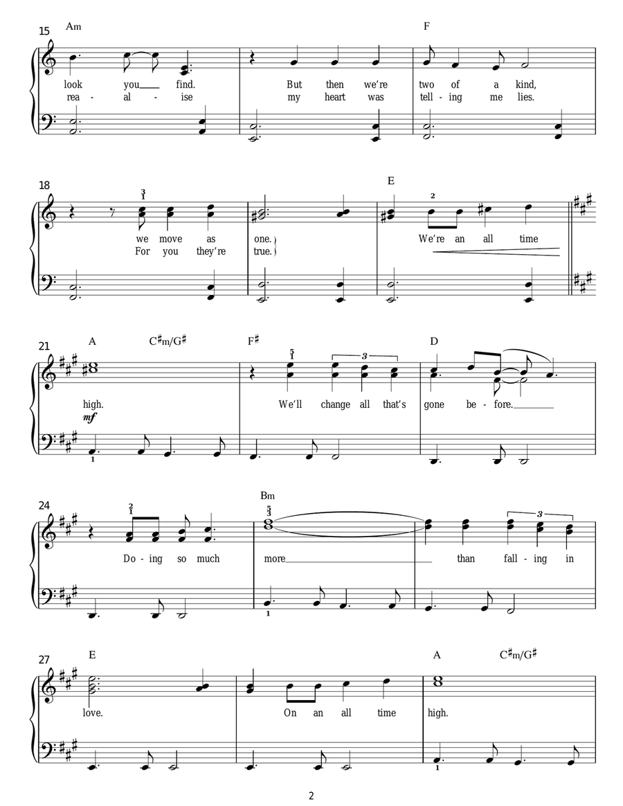 All Time High (from James Bond: Octopussy) Easy Piano scores gallery preview page 2