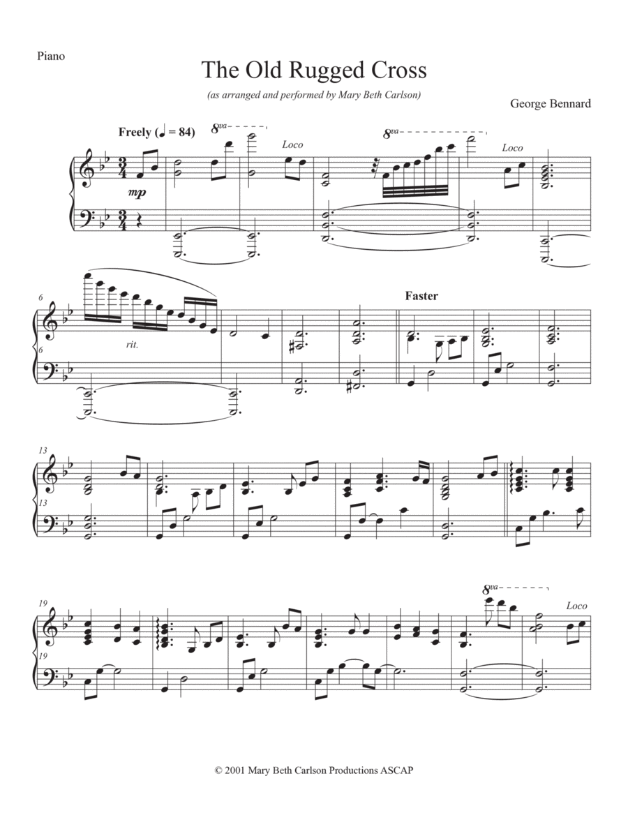 The Old Rugged Cross Piano Solo scores gallery preview page 1