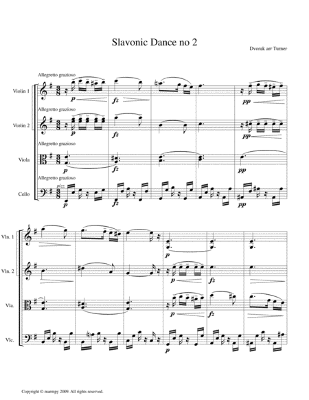 Slavonic Dance no.2 by Dvorak (arranged for string quartet)