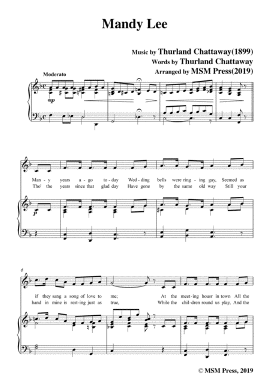 Thurland Chattaway-Mandy Lee,in F Major,for Voice and Piano Voice Solo scores gallery preview page 3