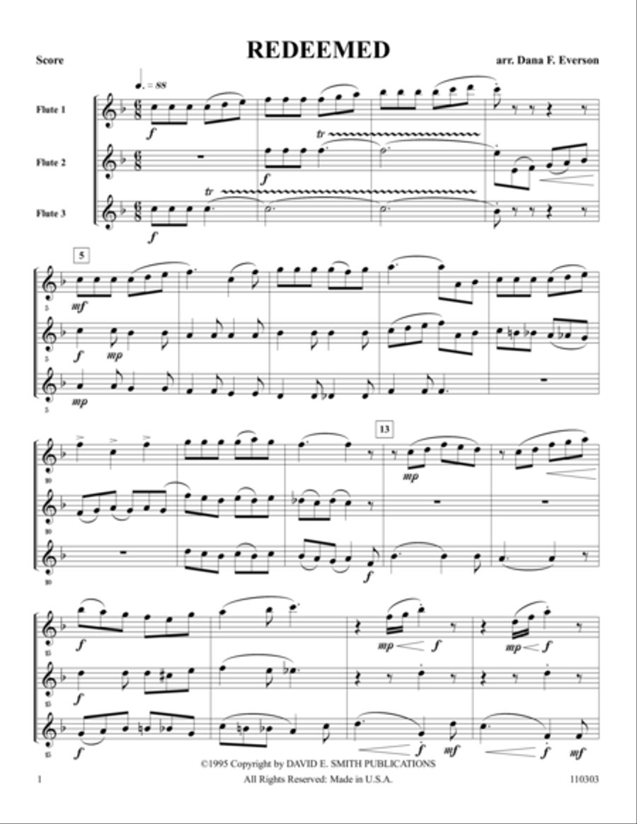Redeemed Flute Trio scores gallery preview page 1