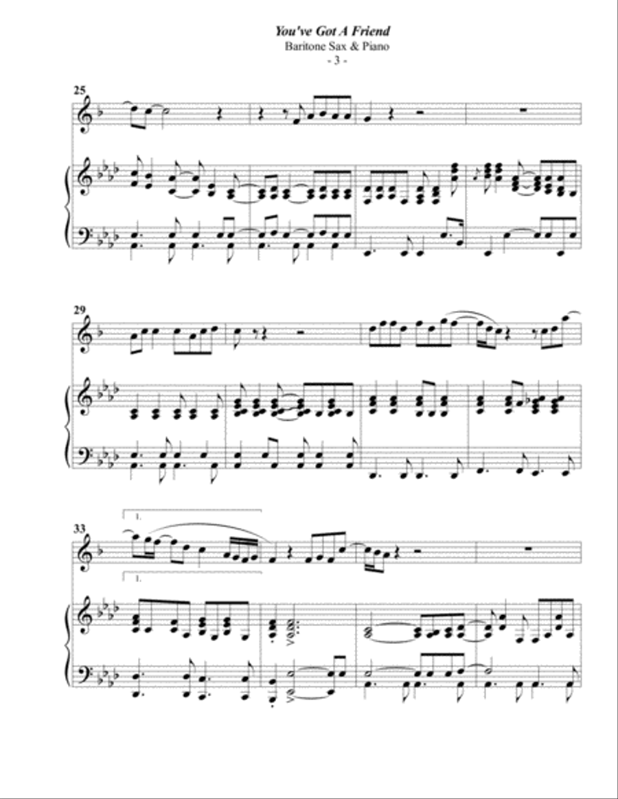 You've Got A Friend You've Got A Friend Baritone Saxophone scores gallery preview page 3