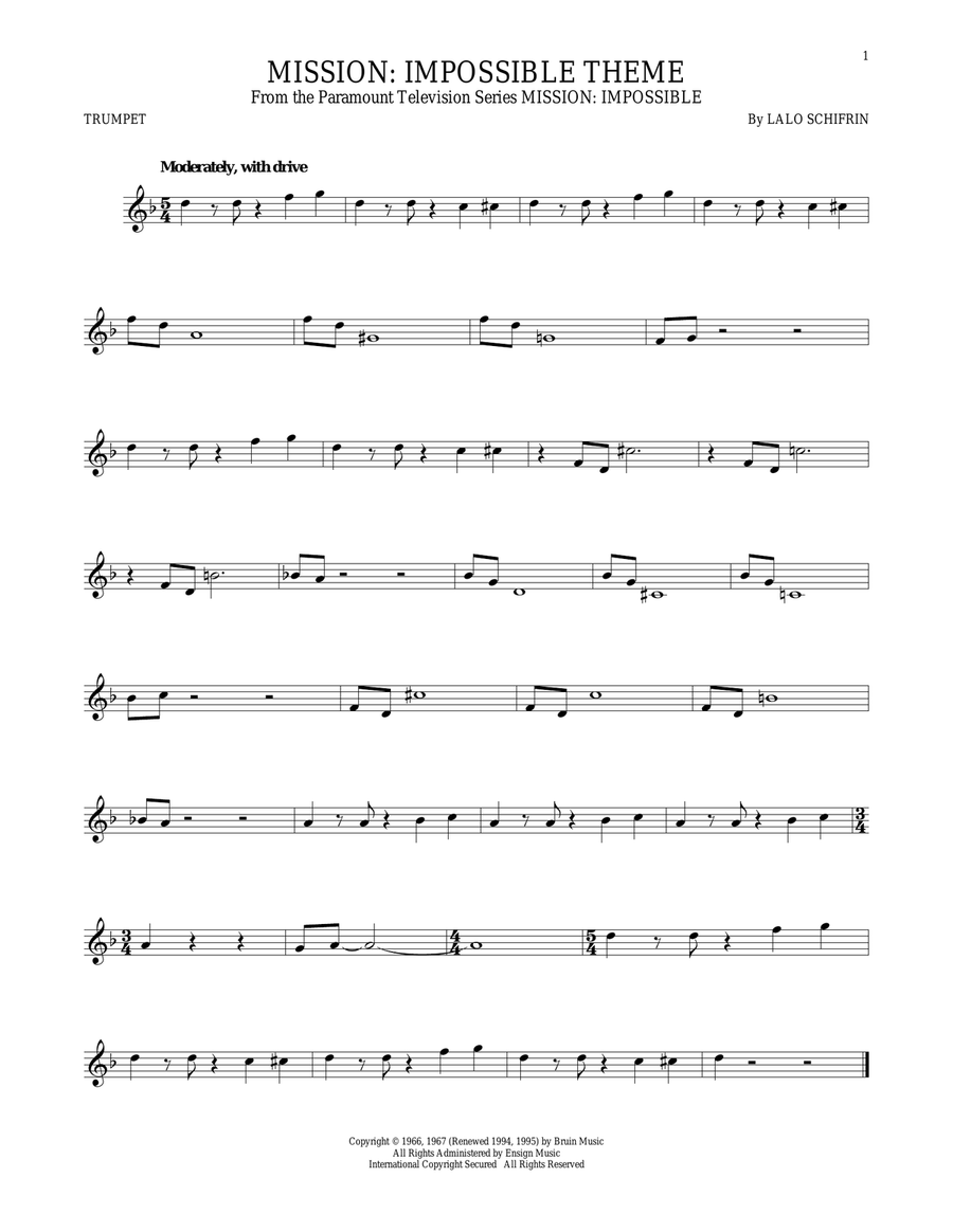 Mission: Impossible Theme Trumpet Solo scores gallery preview page 1