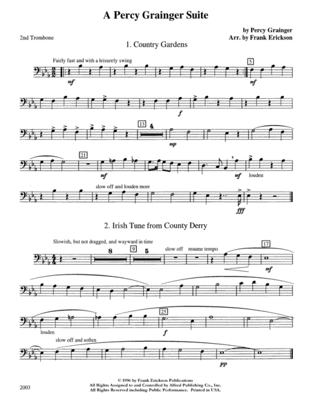A Percy Grainger Suite: 2nd Trombone