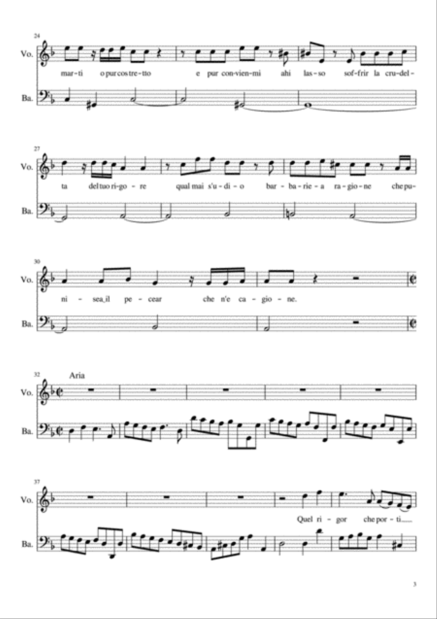 Se t’offesi o bella Irene Complete Score with Parts Small Ensemble scores gallery preview page 3