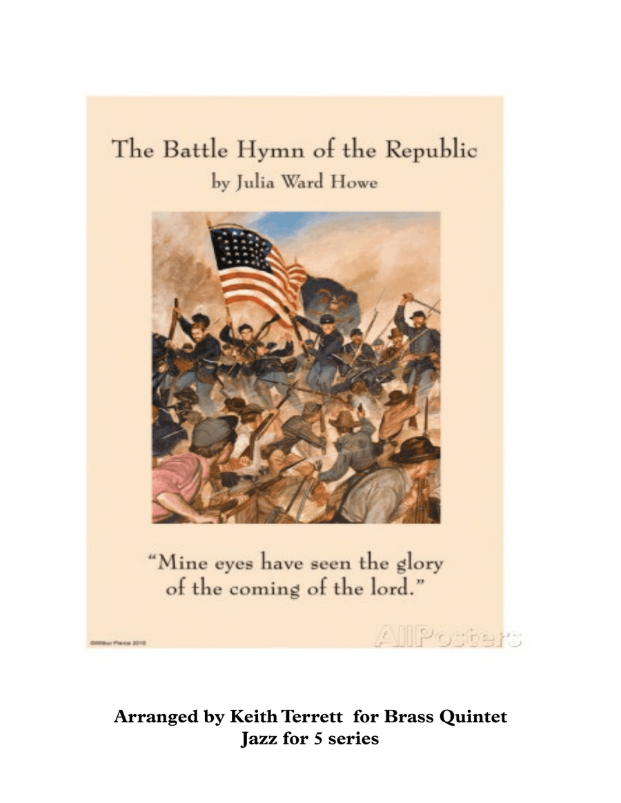 Battle Hymn of the Republic for Brass Quintet (jazz for 5 brass series) Brass Quintet scores gallery preview page 1