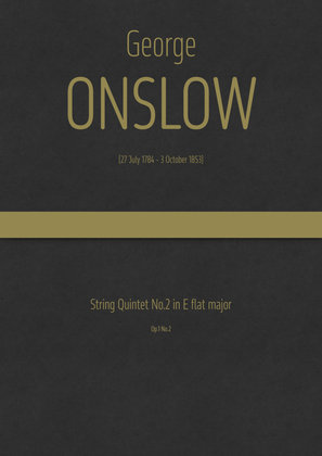 Book cover for Onslow - String Quintet No.2 in E flat Major, Op.1 No.2