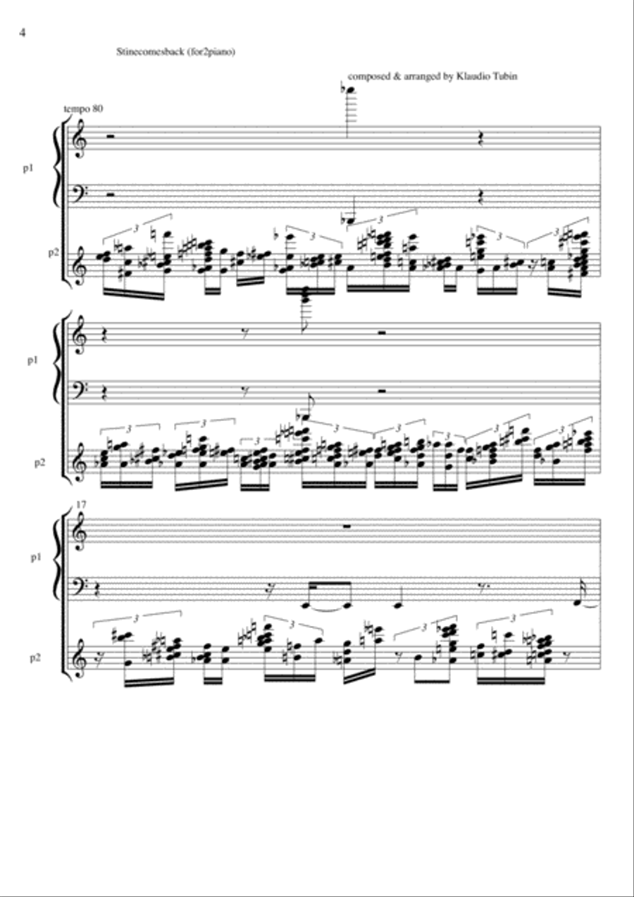 Stinecomesback (for piano duet) Piano Method scores gallery preview page 5