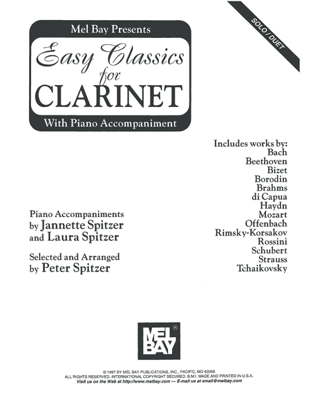 Easy Classics for Clarinet - With Piano Accompaniment