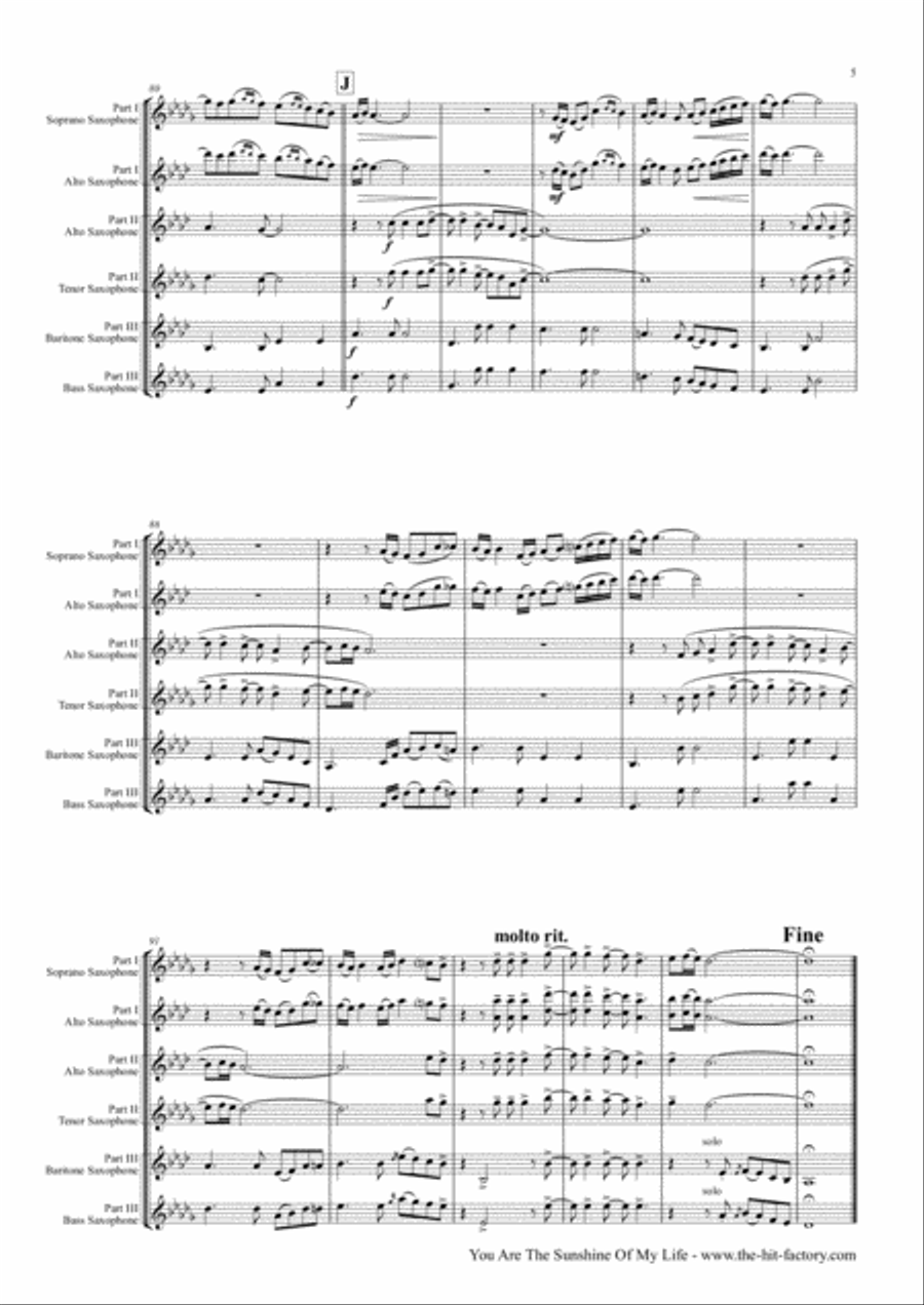 You Are The Sunshine Of My Life Woodwind Trio scores gallery preview page 5