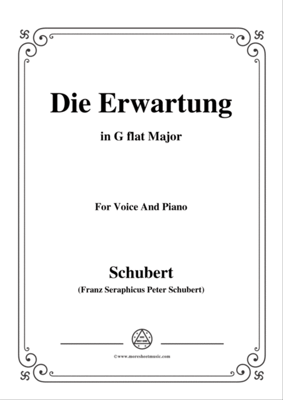 Schubert-Die Erwartung,Op.116,in G flat Major,for Voice&Piano Voice scores gallery preview page 1
