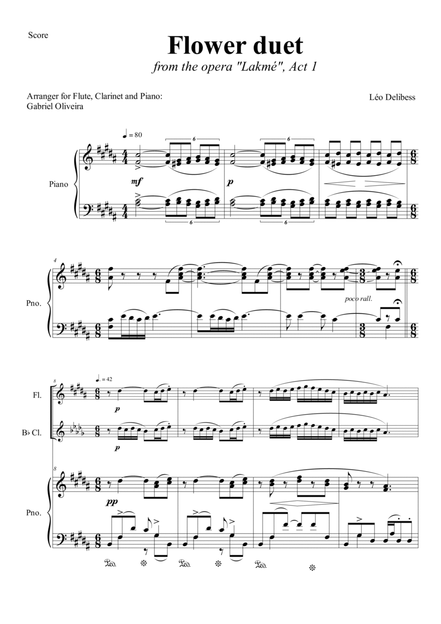 Flower duet (from Lakmé) B-Flat Clarinet scores gallery preview page 1