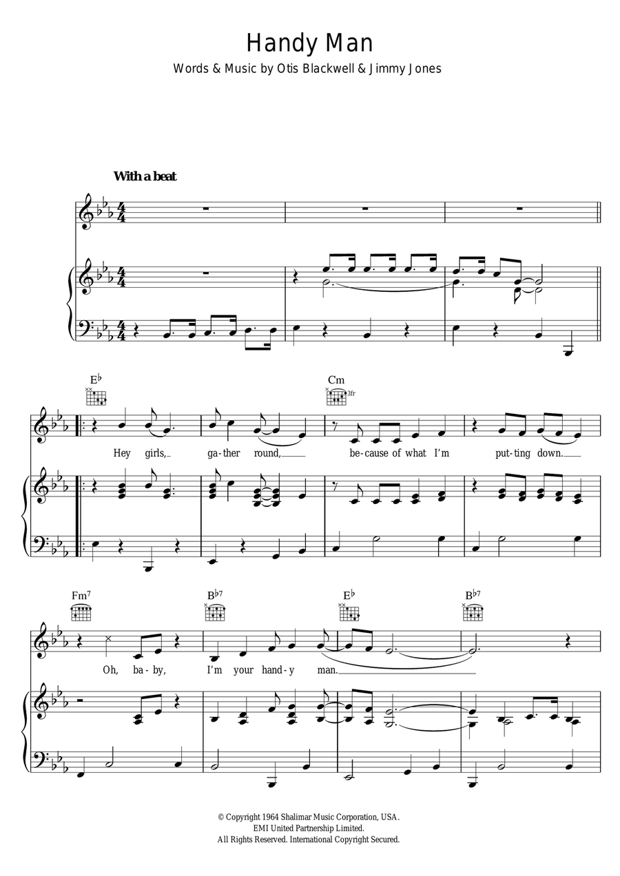 Handy Man Piano, Vocal scores gallery preview page 1