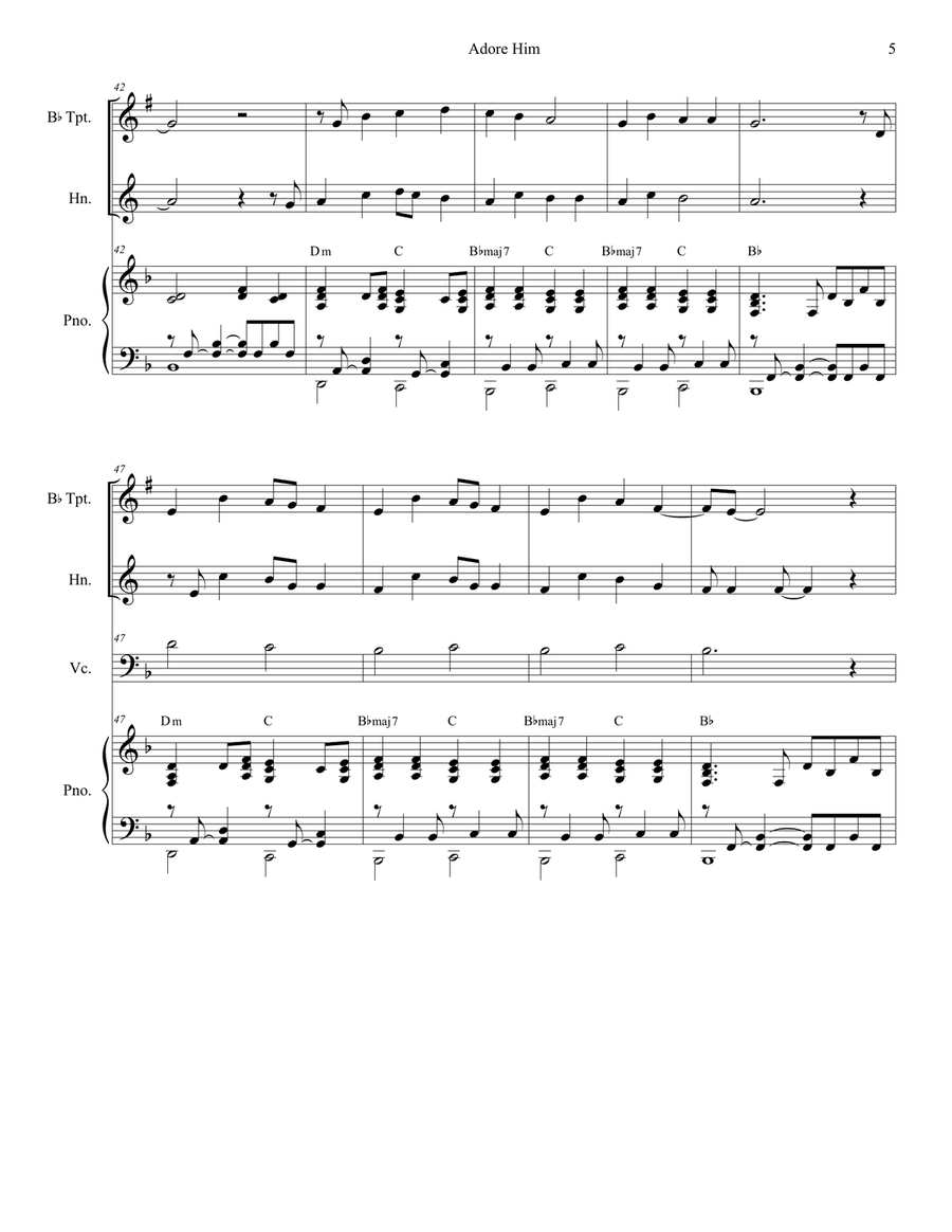 Adore Him Brass Duet scores gallery preview page 5