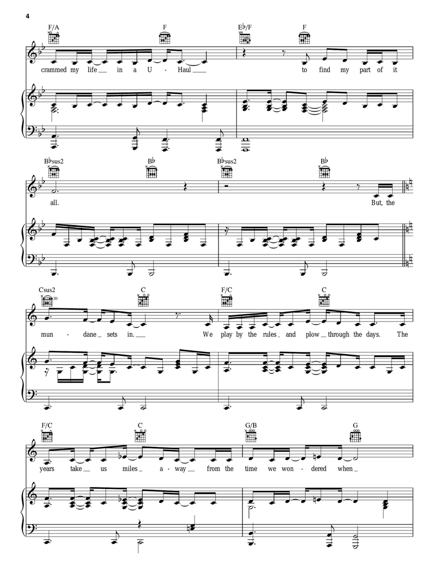 A Way Back To Then Piano, Vocal, Guitar scores gallery preview page 4