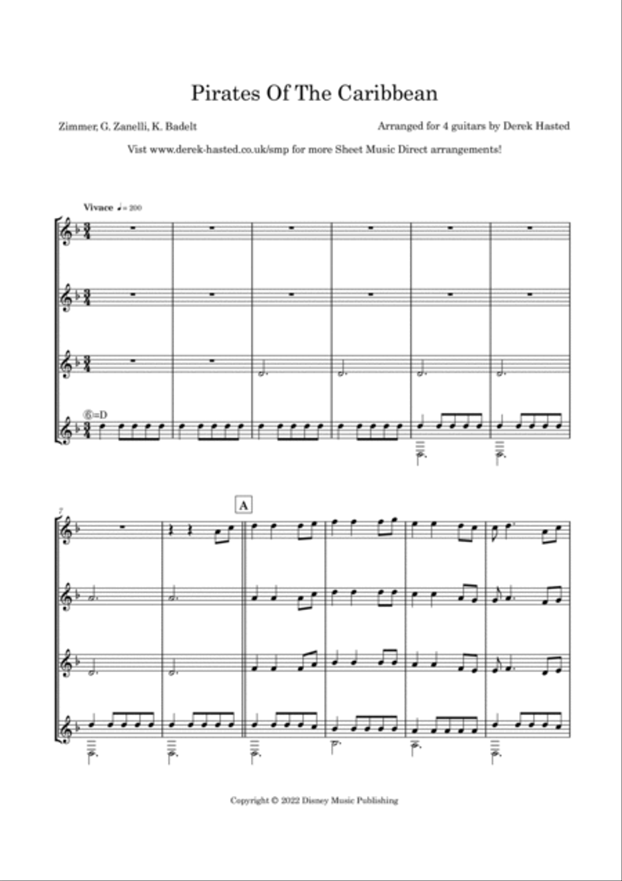 Pirates Of The Caribbean Guitar Ensemble scores gallery preview page 4