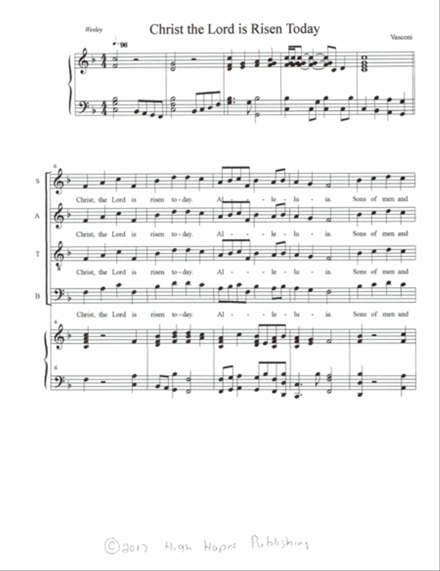 Christ the Lord Is Risen Today 4-Part scores gallery preview page 2