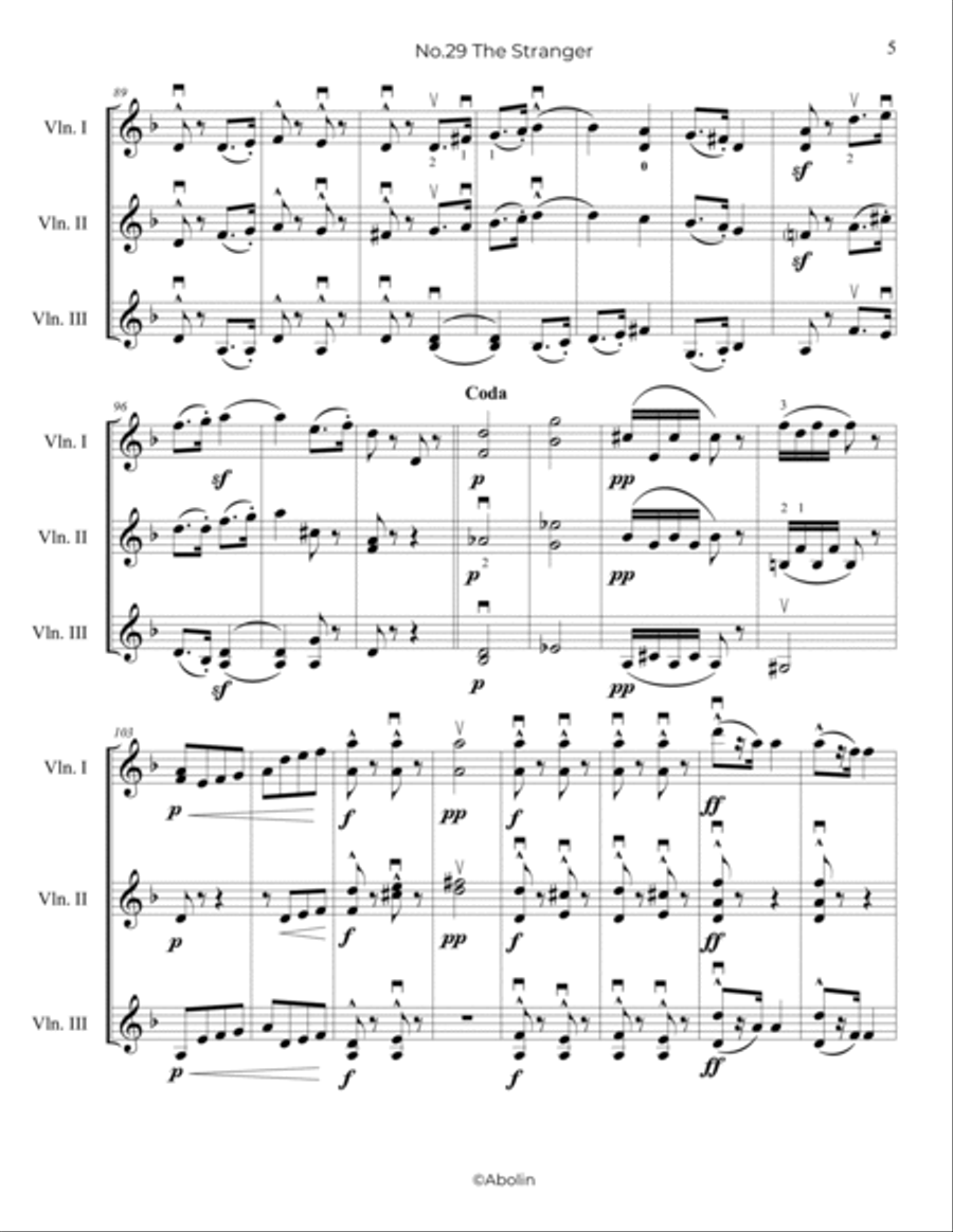 Schumann: The Stranger, from Album for the Young, Op.68 - Violin Trio Chamber Music scores gallery preview page 6