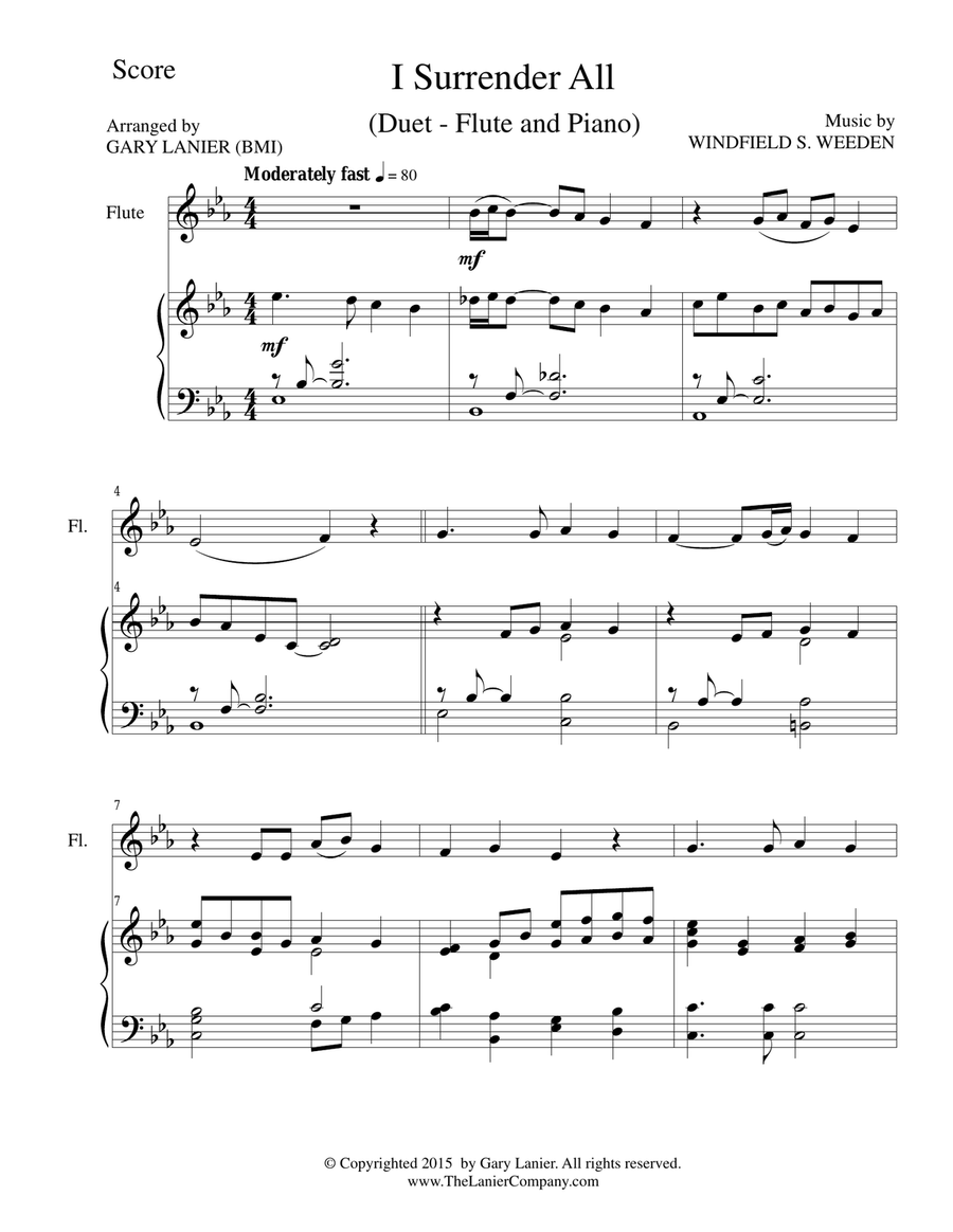 I SURRENDER ALL (Duet – Flute and Piano/Score and Parts) image number null