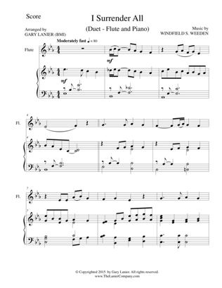 I SURRENDER ALL (Duet – Flute and Piano/Score and Parts)