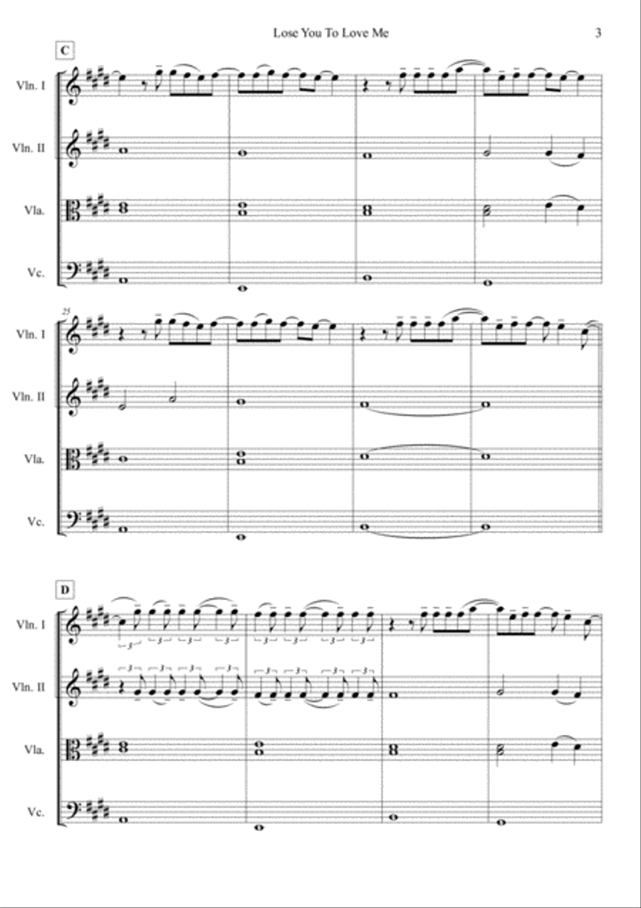 Lose You To Love Me String Quartet scores gallery preview page 3