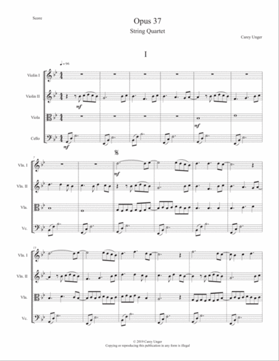 Opus 37 String Quartet scores gallery preview page 1