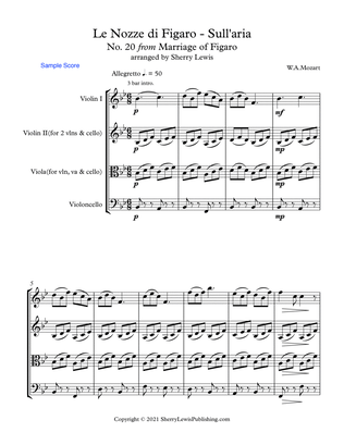 MARRIAGE OF FIGARO - LE NOZZE DI FIGARO - SULL'ARIA - Mozart, String Trio, Intermediate Level for 2