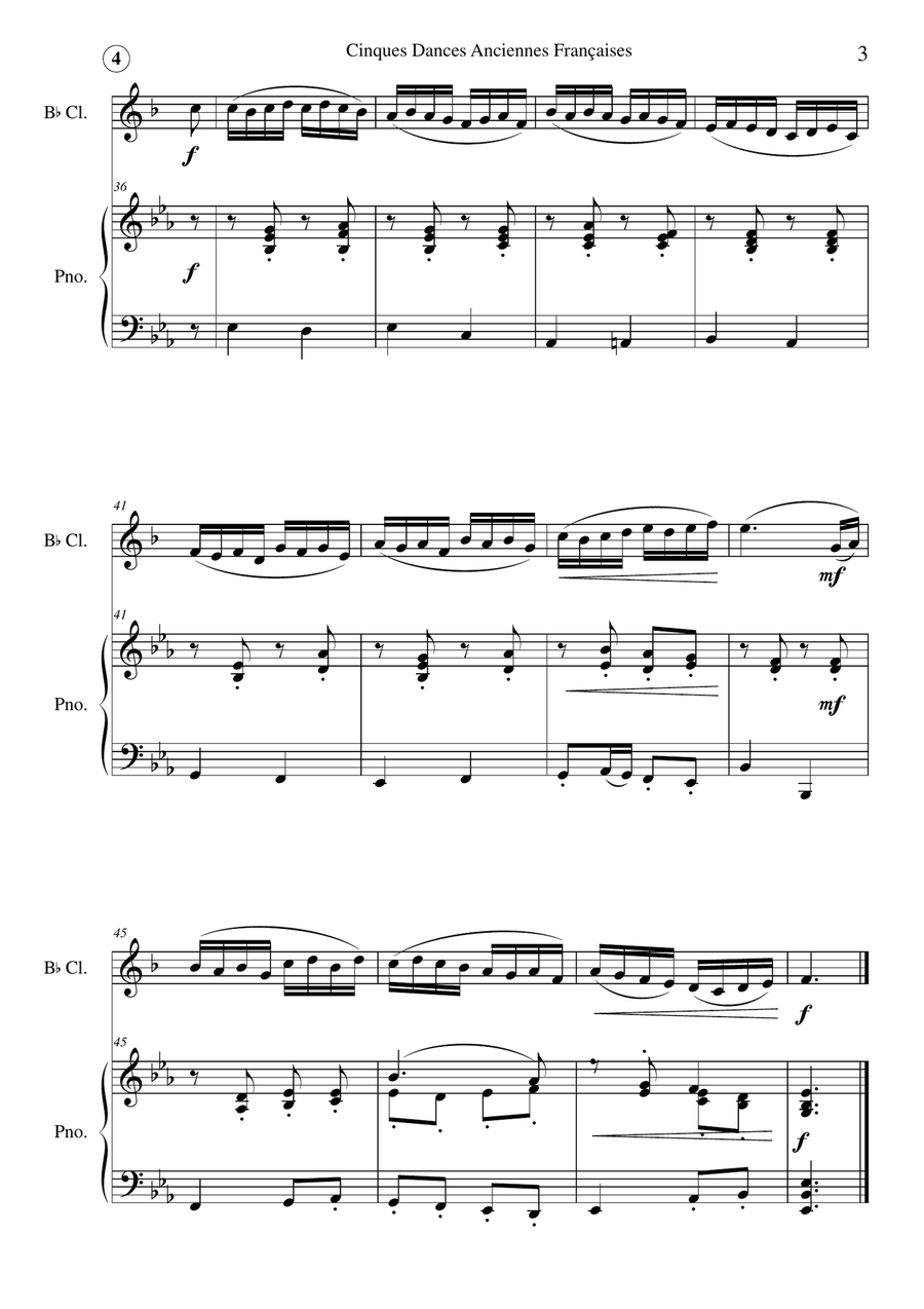 Marin Marais - Le Basque: Study for Bb-Clarinet & Piano Accompaniment Small Ensemble scores gallery preview page 3
