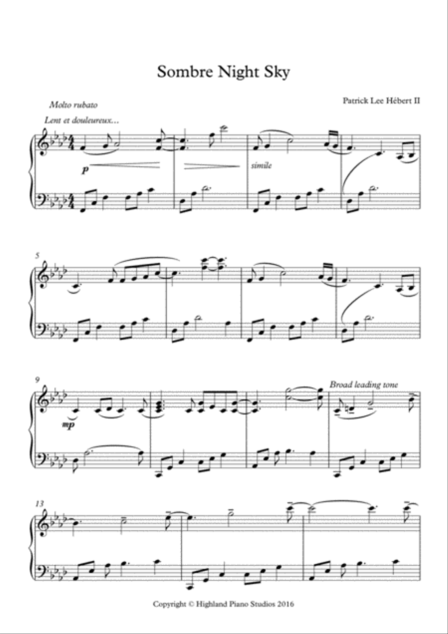 Sombre Night Sky Sombre Night Sky Piano Solo scores gallery preview page 2