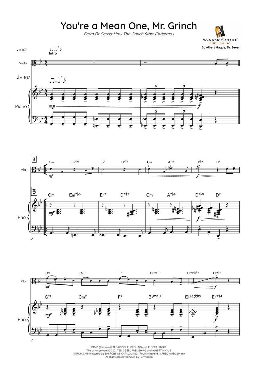 You're A Mean One, Mr. Grinch Viola scores gallery preview page 2