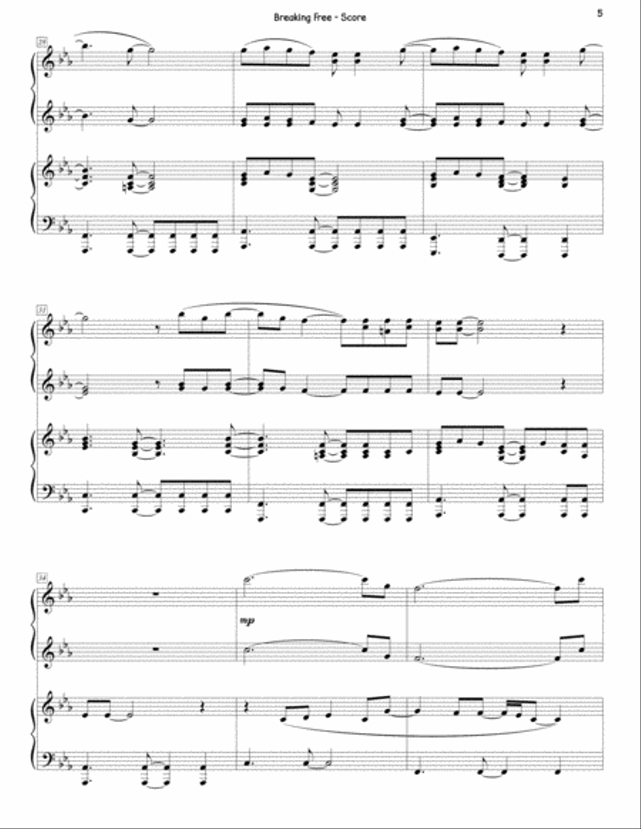 Breaking Free from the Disney Channel Original Movie HIGH SCHOOL MUSICAL 1 Piano, 4-Hands scores gallery preview page 5