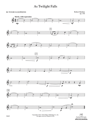 As Twilight Falls: B-flat Tenor Saxophone