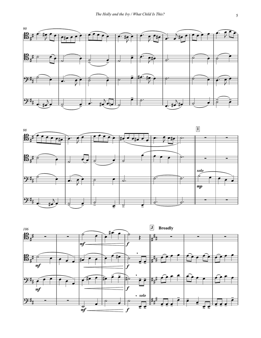 Holly and the Ivy and What Child Is This for Trombone Quartet Brass Quartet scores gallery preview page 5