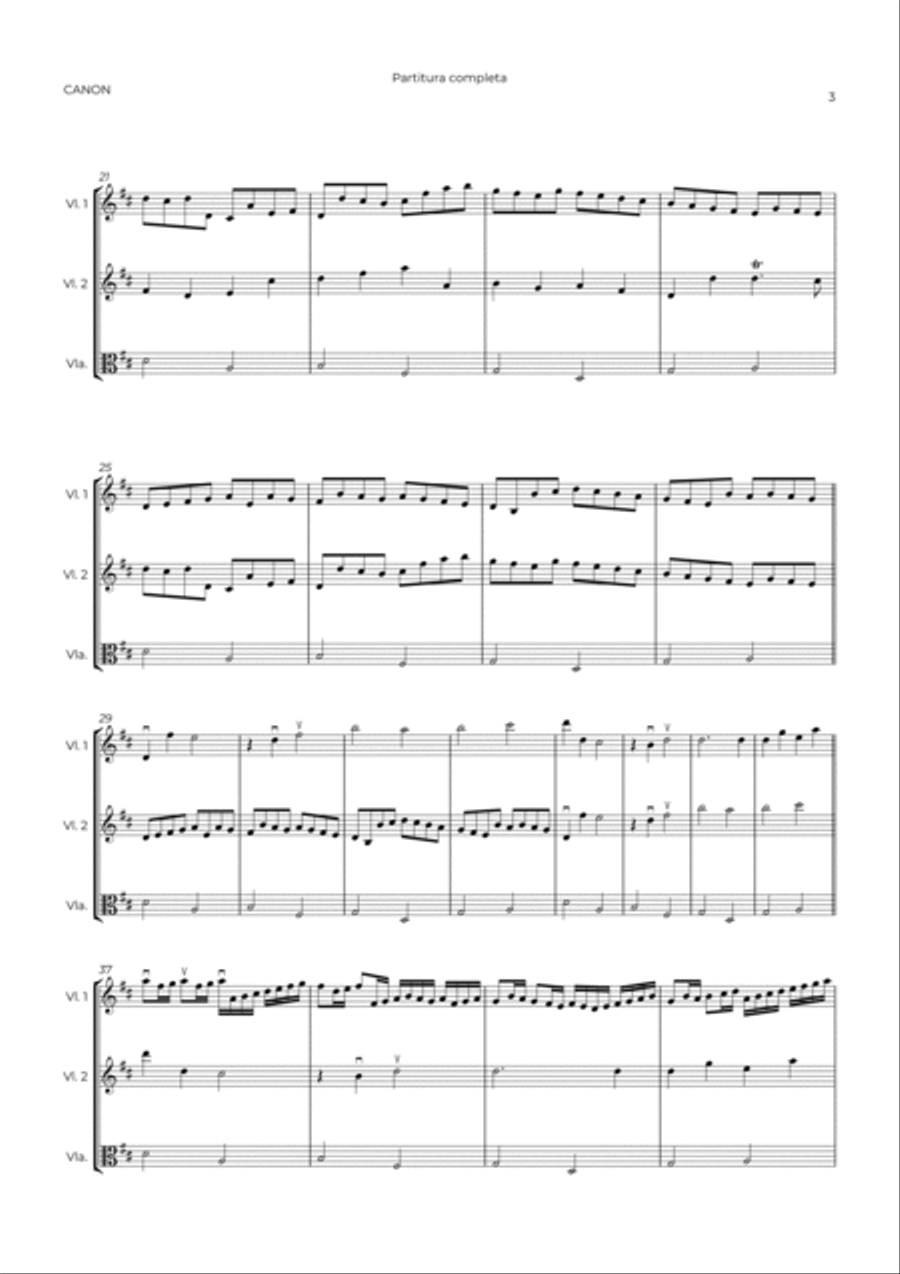 CANON IN D - STRING TRIO (I VIOLIN, II VIOLIN & VIOLA) String Trio scores gallery preview page 3