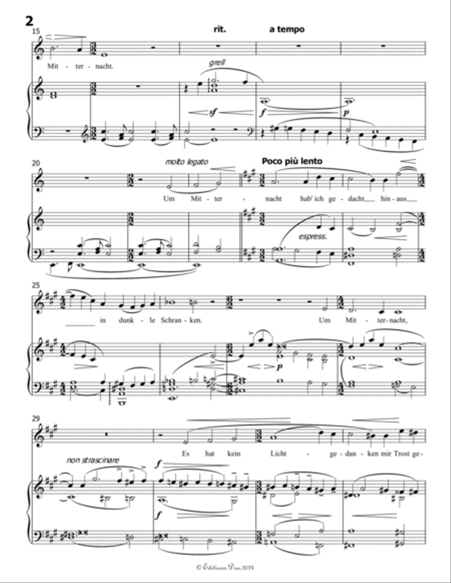 Um Mitternacht, by Mahler, in a minor Piano, Vocal scores gallery preview page 4