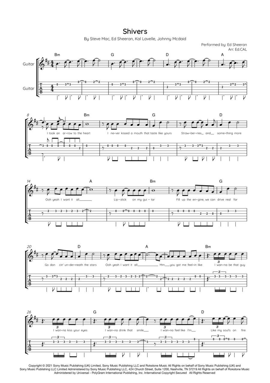 Shivers Electric Guitar scores gallery preview page 1