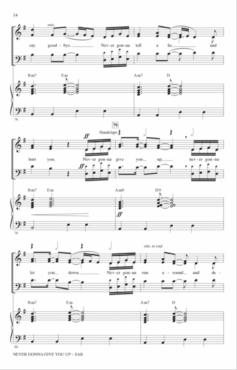 Never Gonna Give You Up (arr. Roger Emerson) 3-Part scores gallery preview page 13