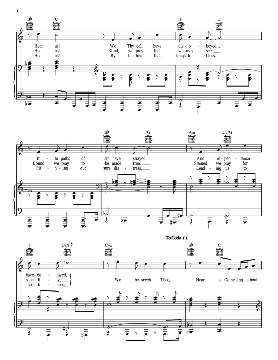 We Beseech Thee Piano, Vocal, Guitar scores gallery preview page 2