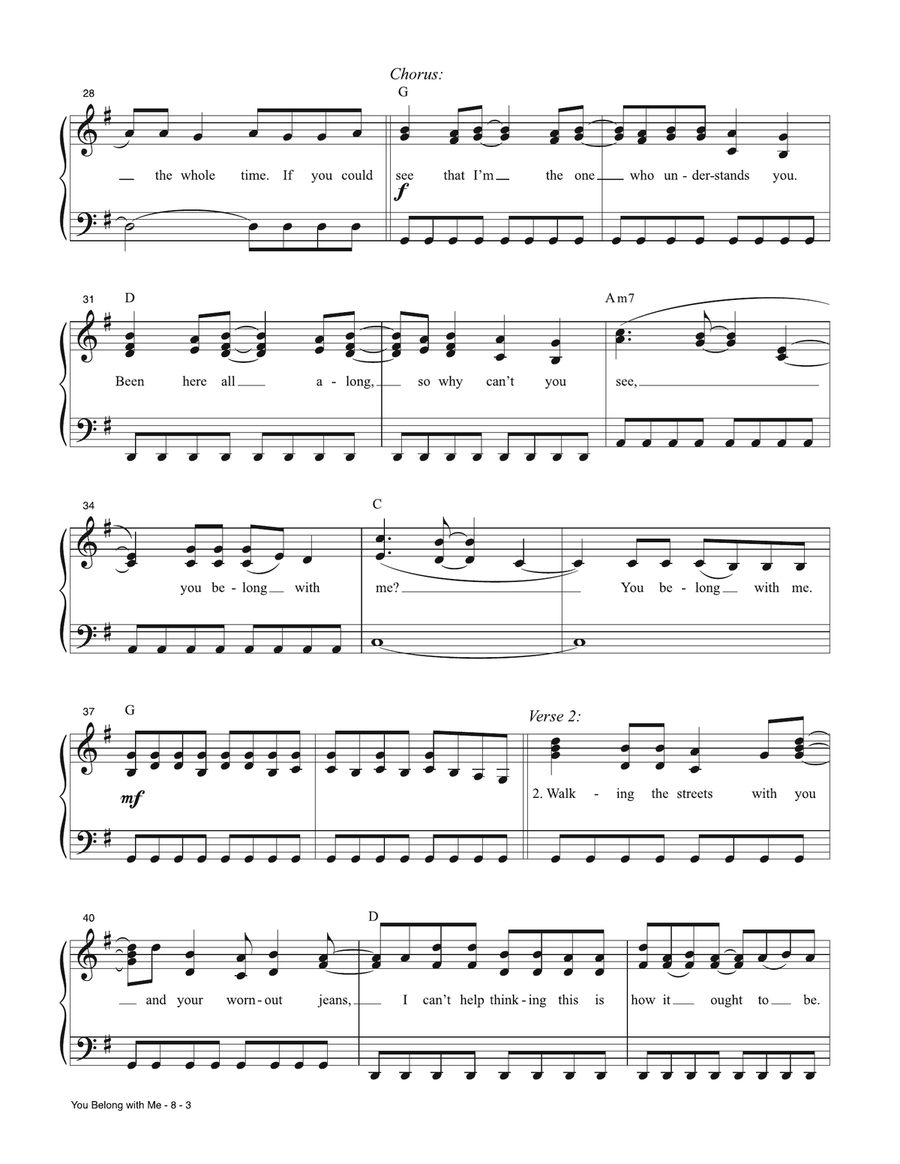 You Belong With Me (Taylor's Version) Piano, Vocal scores gallery preview page 3