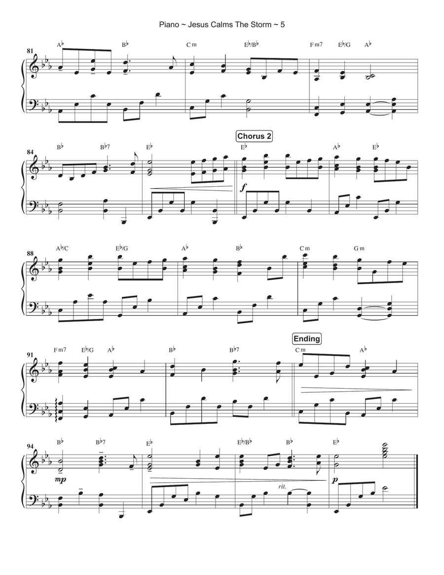 Jesus Calms The Storm (Hymn For Little Anxious Hearts) Piano Solo scores gallery preview page 6