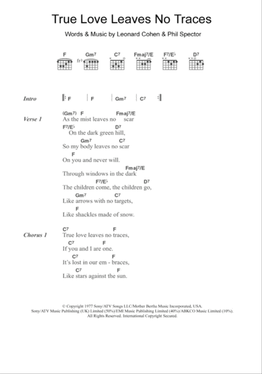True Love Leaves No Traces Acoustic Guitar scores gallery preview page 1