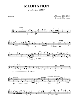 Meditation from "Thais" for Bassoon and Piano