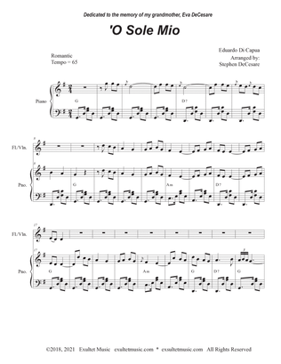O Sole Mio (Flute or Violin solo and Piano)