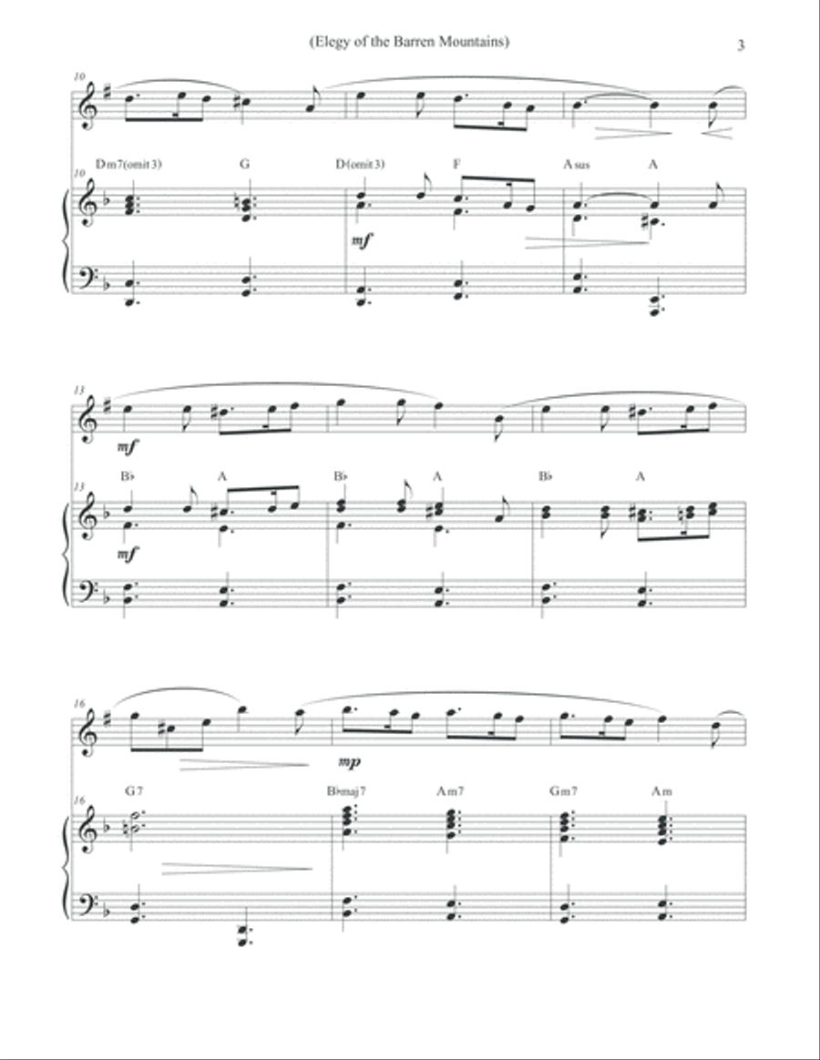Elegy of the Barren Mountains - Clarinet & Piano Clarinet Solo scores gallery preview page 3