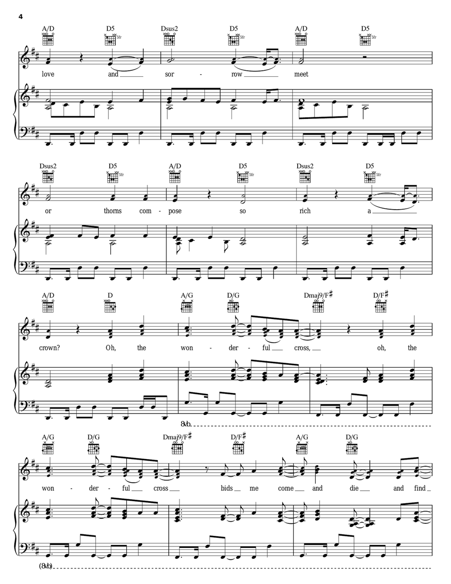 The Wonderful Cross The Wonderful Cross Piano, Vocal, Guitar scores gallery preview page 4