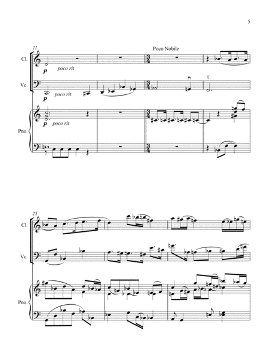 Sonta for Bb Clarinet, Cello and Piano Small Ensemble scores gallery preview page 5