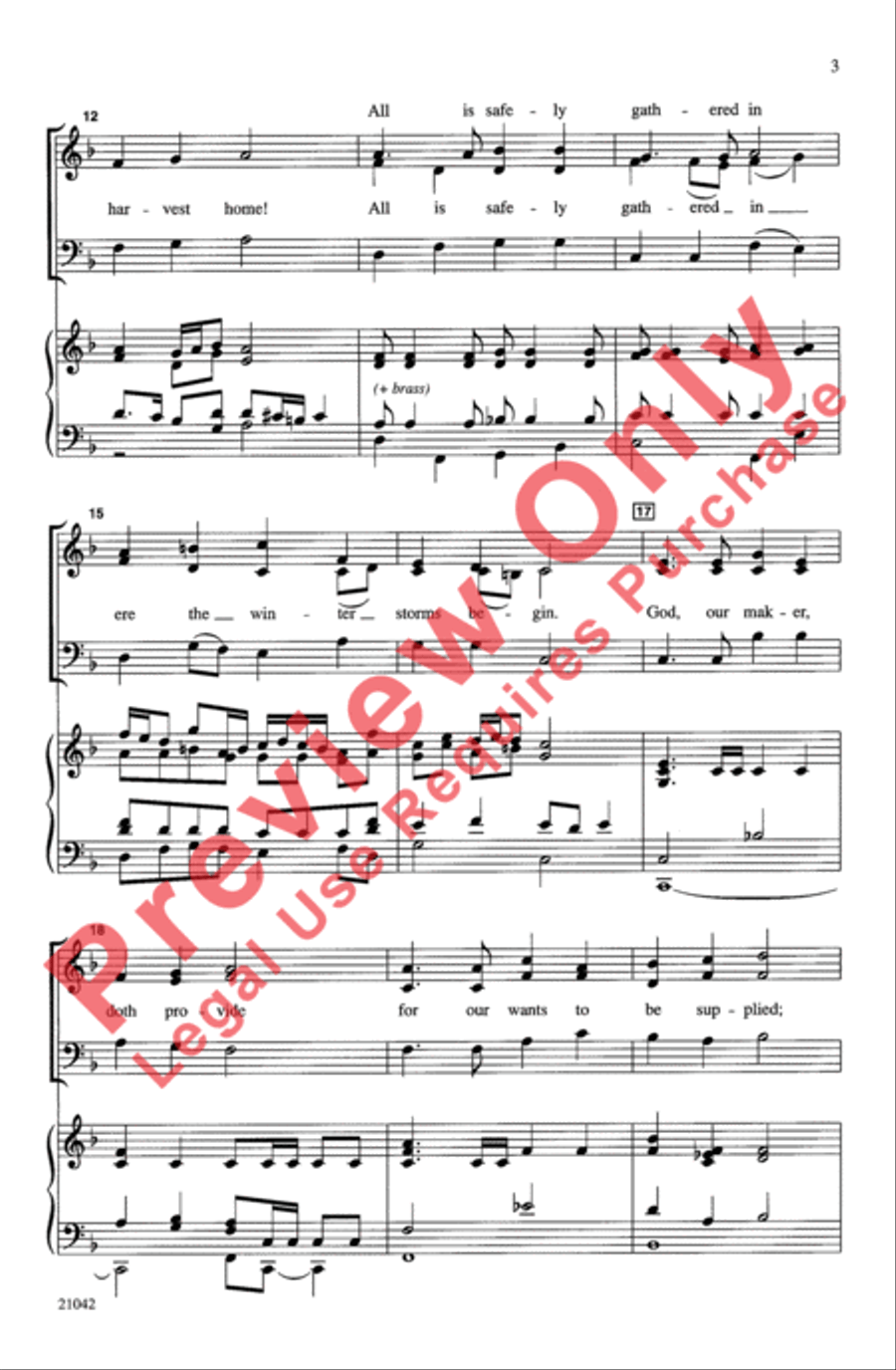 Come, Ye Thankful People, Come 3-Part scores gallery preview page 3