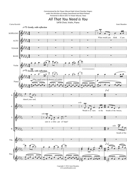 All That You Need Is You for SATB choir and piano image number null