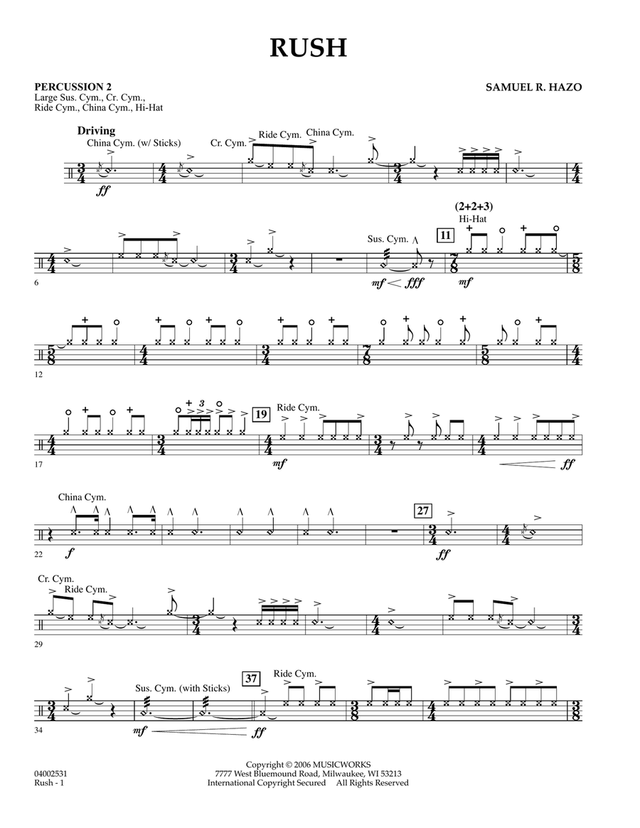 Rush - Percussion 2 Concert Band scores gallery preview page 1