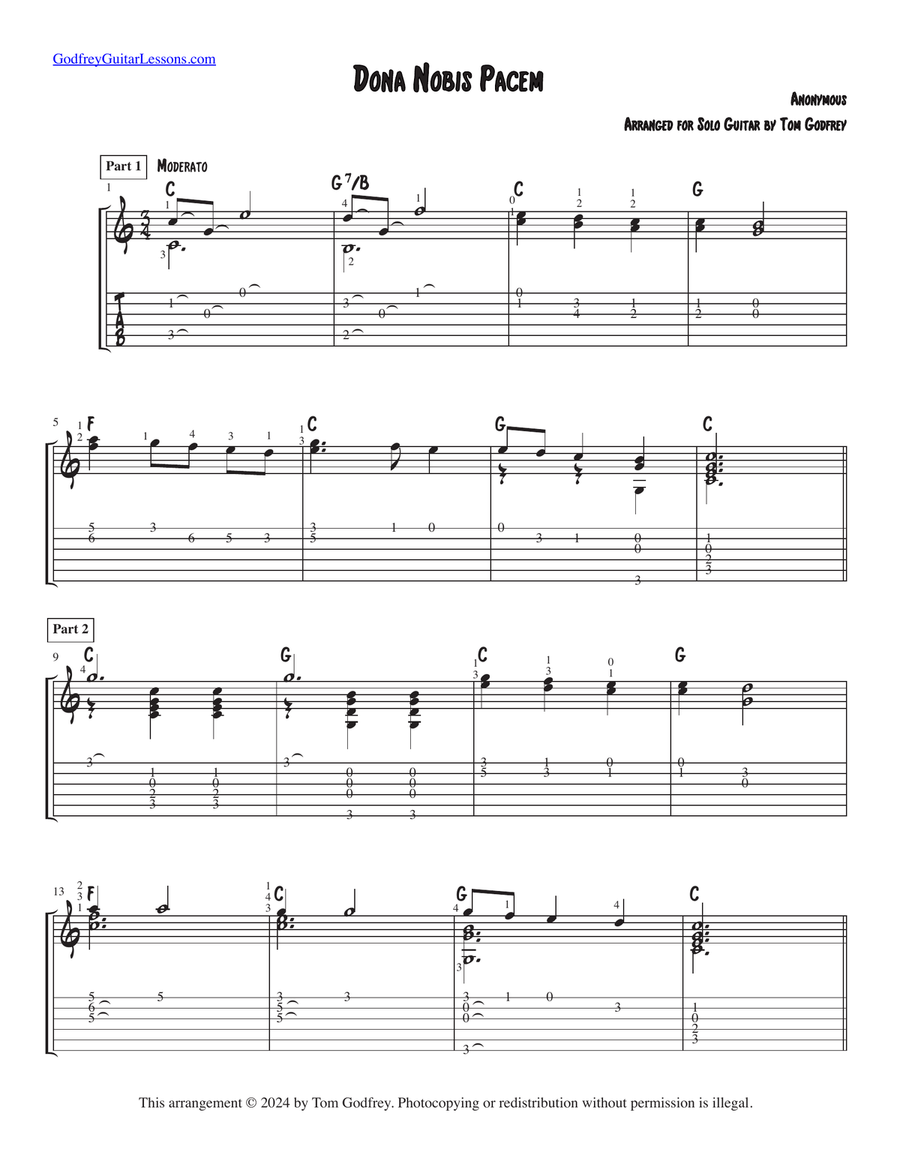Dona Nobis Pacem Acoustic Guitar scores gallery preview page 1